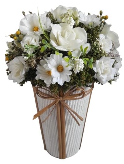 Daisy Mix Rose in Round Taper Planter